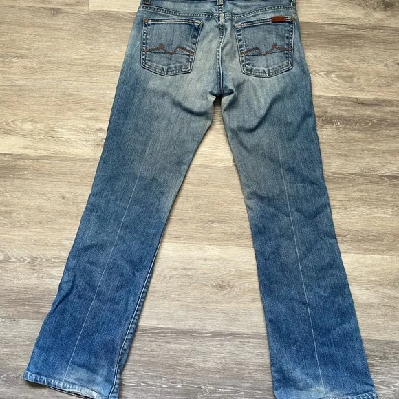 7 For All Mankind Boy Cut Faded Blue Jeans Size 26 - Picture 4 of 12